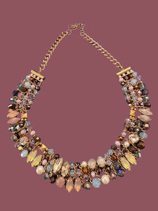 VINTAGE NECKLACE WITH PASTEL CRYSTALS AND PEARLS