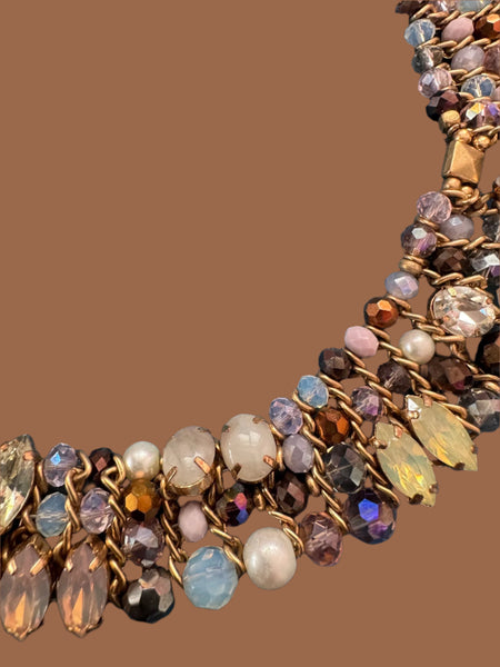 VINTAGE NECKLACE WITH PASTEL CRYSTALS AND PEARLS