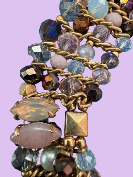 VINTAGE NECKLACE WITH PASTEL CRYSTALS AND PEARLS
