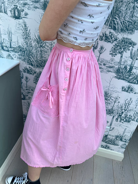 1970s COOPERS INDIAN COTTON PINK SKIRT