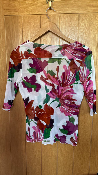Y2K VINTAGE FLORAL MESH TOP