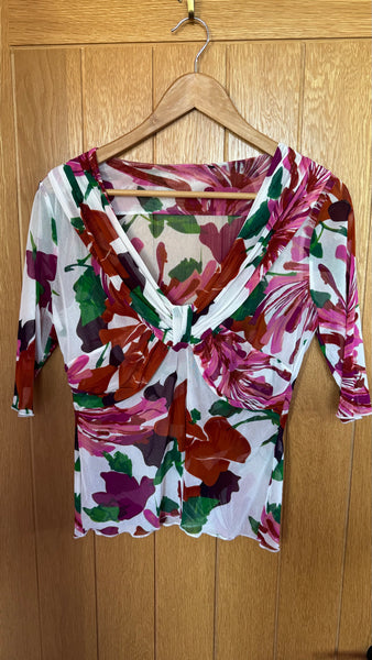 Y2K VINTAGE FLORAL MESH TOP